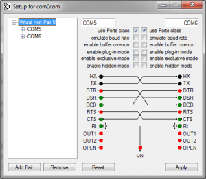 Virtual null-modem between virtual COM ports